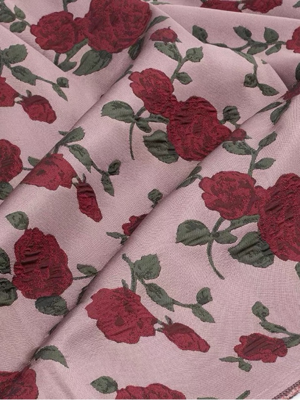 Luxury Rose Floral Jacquard Brocade Fabric - 2 Yards, 61” width